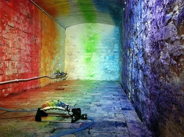 Garden Sprinkler Turned Into a Rainbow Machine 