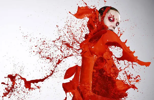 Models Dressed in Paint Splashes by Iain Crawford
