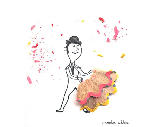 Pencil Shavings Turned into Illustrations by Marta Altes