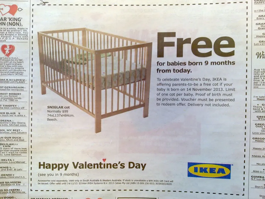 Ikea's Valentine's Offer: Free Crib for Babies Born 9 Months From Today