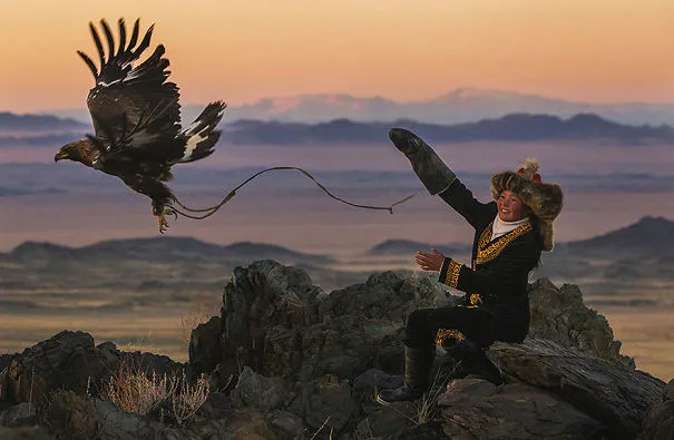 13-Year-Old Kazakh Girl Trained To Become Eagle Hunter