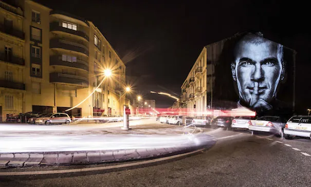 Some Great Street Art With Light!  (Featuring Zinedine Zidane)