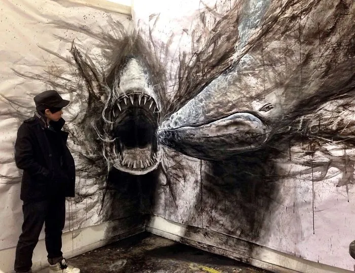 Ferocious Life-Sized Beasts Drawn By Fiona Tang Leap Off The Paper At You