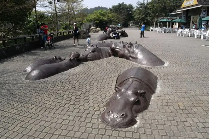 Hippo Sculpture At Taipei Zoo