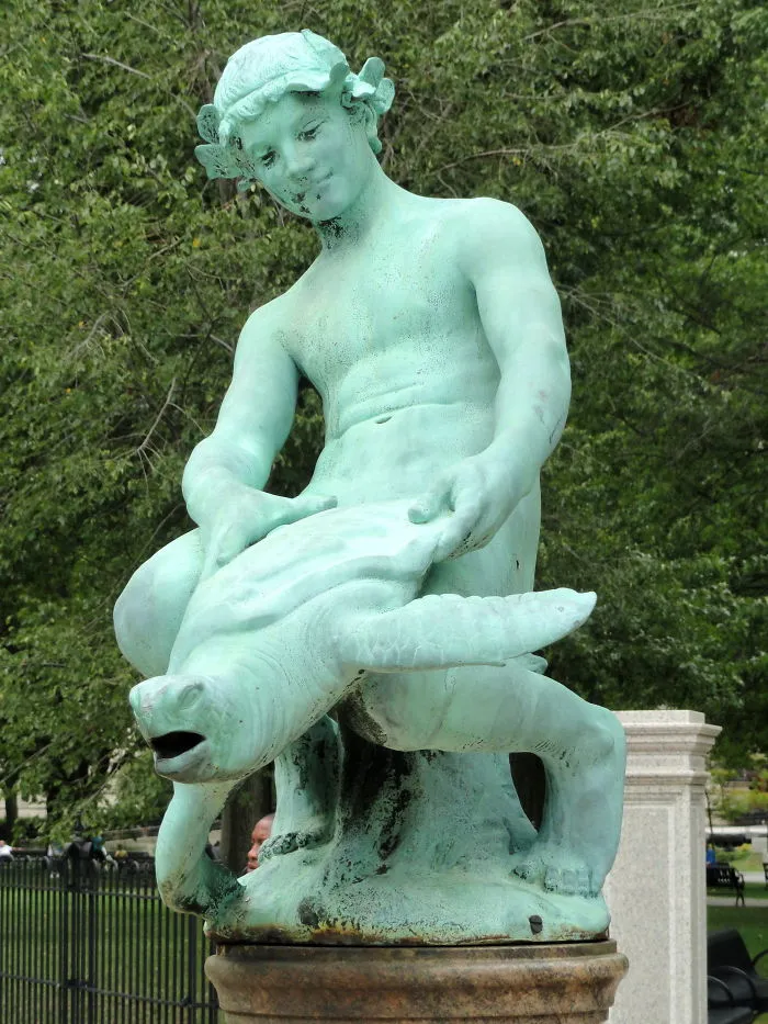Burnside Fountain, Worcester Ma - "turtle Boy"