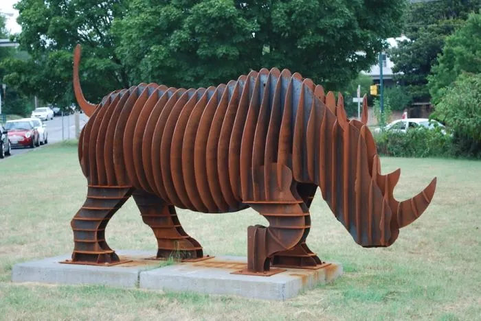 Rambling Robbie The Life Size Steel Rhino, By Cardboard Safari. Artinplace: Charlottesville, Va