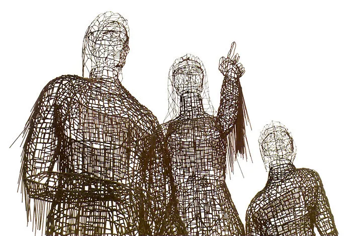 Wire Scupture: Lewis & Clark Expedition W/guide Sacagawea.  Cannon Beach, Or