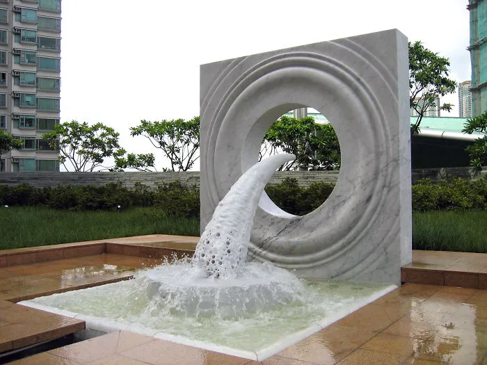 Trans For Matter By Polo Bourieau/white Marble Fountain At Tung Chung Novotel Hong Kong
