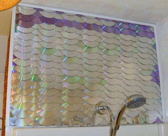 Shower-stall Wall From Recycled Cds