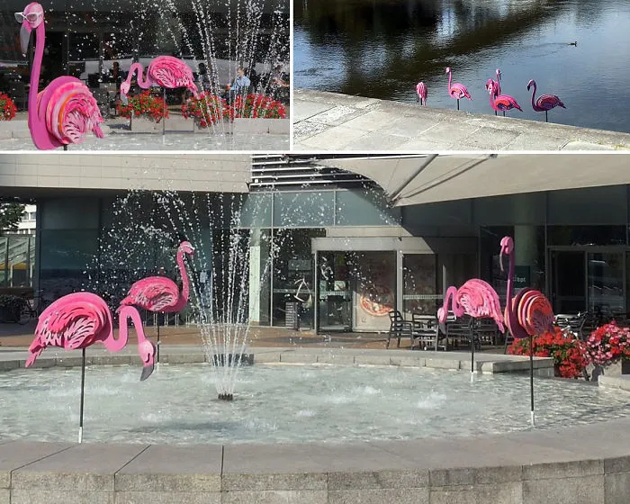 Pink Flamingos Installation Across Vilnius City Centre