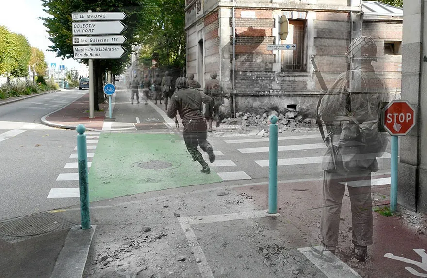 Ghosts of War: WWII Photos Superimposed on to Modern Street Scenes