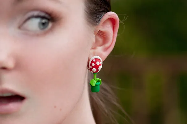 Cool Super Mario Piranha Plant Earrings