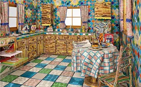 Artist Spends 5 Years Covering Entire Kitchen in Millions of Glass Beads
