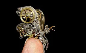 Artist Uses Old Watch Parts To Craft Tiny Intricate Steampunk Sculptures