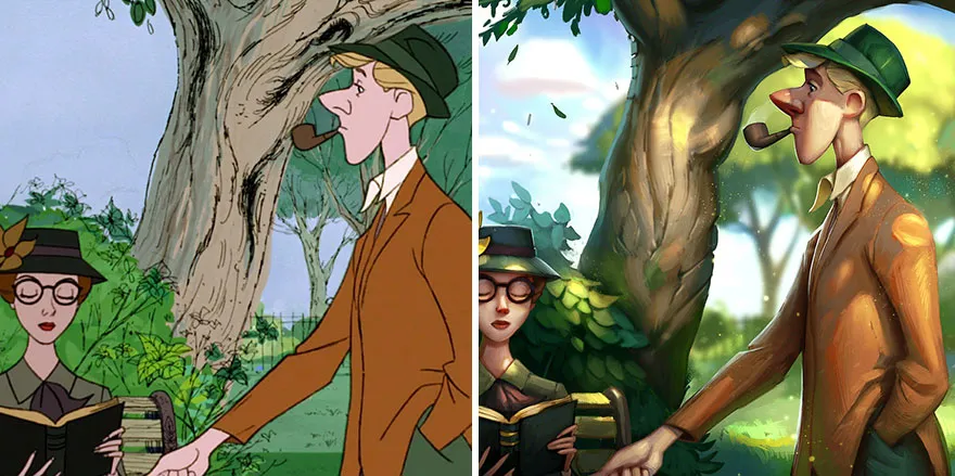 Artist Breathes New Life Into Old Disney Scenes By Painting Over Them