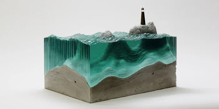 Self-Taught Artist Layers Glass Sheets Together To Form Ocean Waves