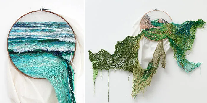 Artist Creates Landscape Embroidery Art That Leaps Out Of Its Frames