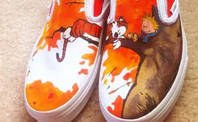 Hand-Painted Shoes With Calvin And Hobbes, The Beatles, And Other Pop Culture Icons
