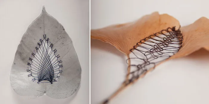 Embroidered Leaf Art By Hillary Fayle
