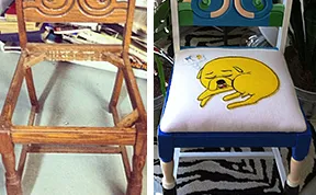Antique Chair Restored And Repainted As Characters From Adventure Time