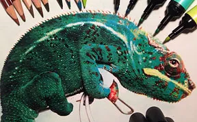 Realistic Animal Drawings Surrounded By The Tools Used To Create Them