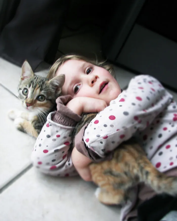 179 Heartwarming Photos Of Kids Playing With Their Cats