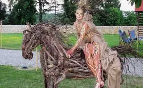 Grape Wood Horse Sculpture