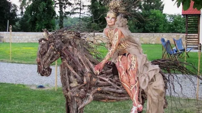 Grape Wood Horse Sculpture