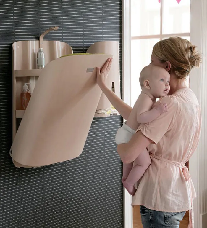 Combination Changing Table And Care Product Storage