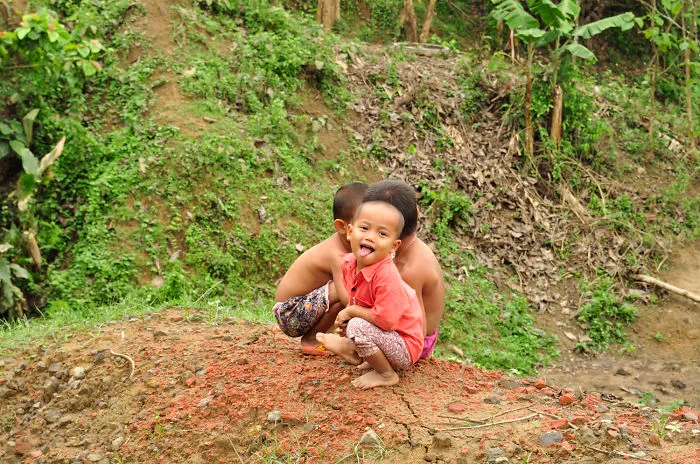 Naughty Kids Mocking To Tourist At The Hill Trek Area Bandarban, Bangladesh