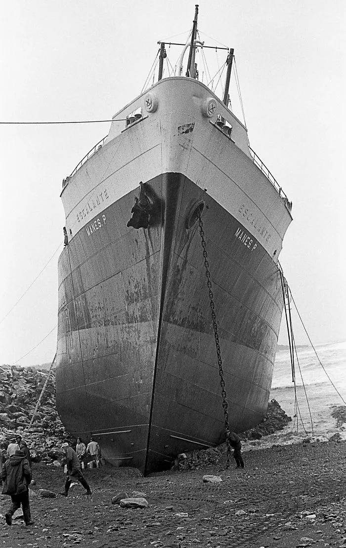 M.v. Manes P. Aground Saint John, N.b. Canada, February 1970.  Photo By Bob Boudreau