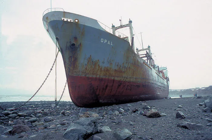 M.v. Opal Aground Saint John, N.b., Canada February 1981   Photo By Bob Boudreau