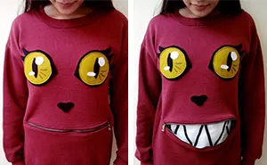 Awesome Zipper-Mouth Cat Sweater That You Can Actually Make 