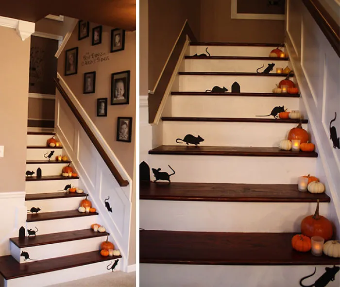 Mice Silhouette Stairs