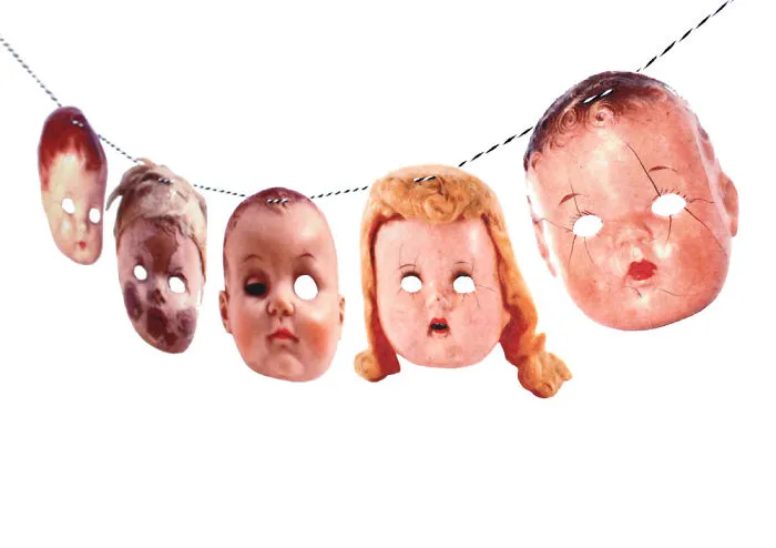 Creepy Paper Doll Head Garland