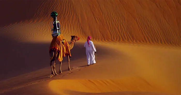 Google Uses A Camel To Capture Street Views In The Liwa Desert