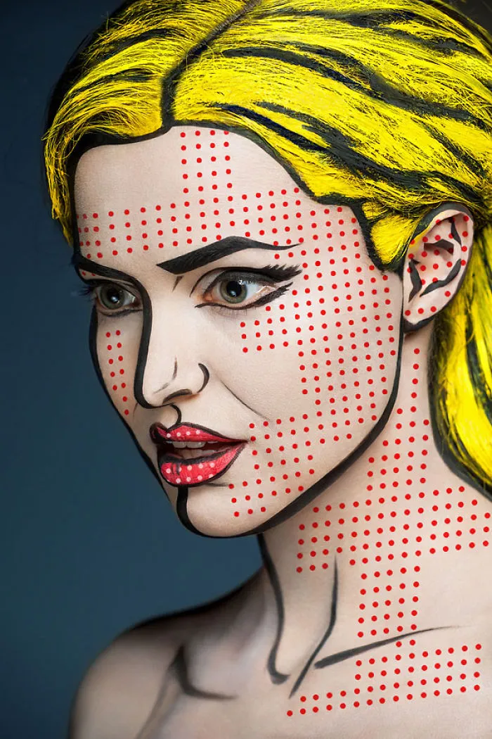 2d Portraits Painted Onto Human Faces