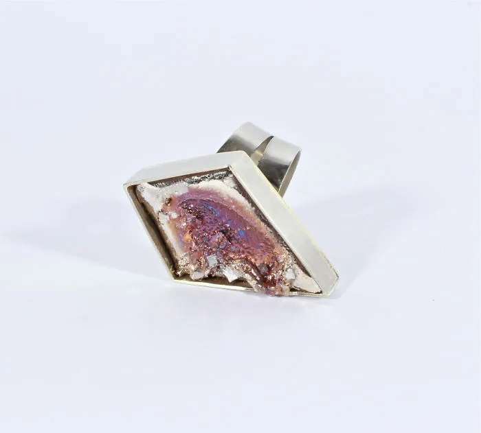 Bismuth Ring. A Galaxy Inside A Diamond Shaped Setting.