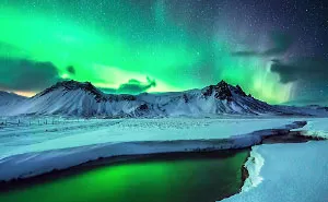 Epic Aurora Borealis Over Greenland And Iceland