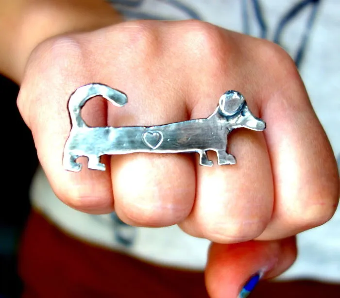 Dachshund Sterling Silver Knuckle Ring