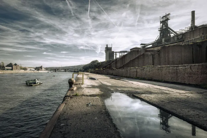 Sunken River Barge — Liège, Belgium.