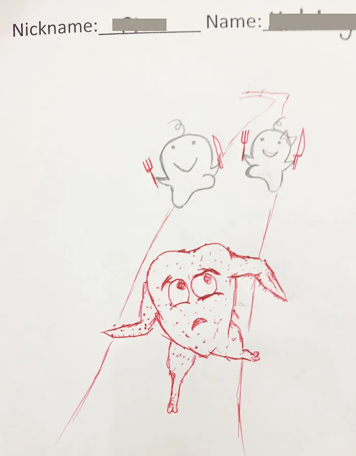 Teacher Finishes Student Drawings