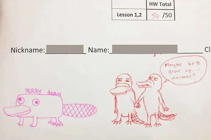 Teacher Finishes Student Drawings