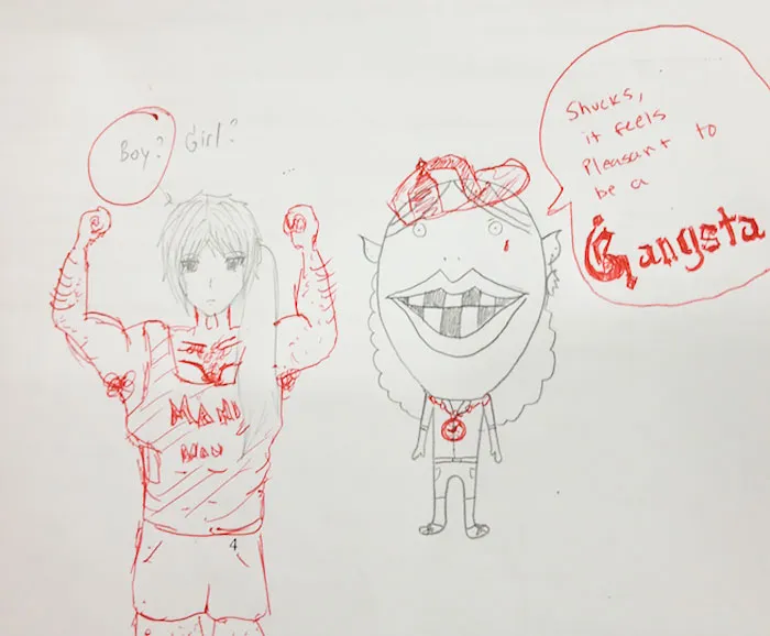 Teacher Finishes Student Drawings