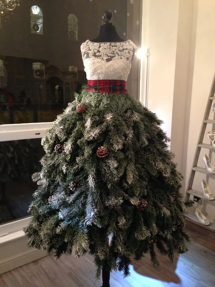 Christmas Tree Dress -  Karen Elizabeth Bridal Window Display