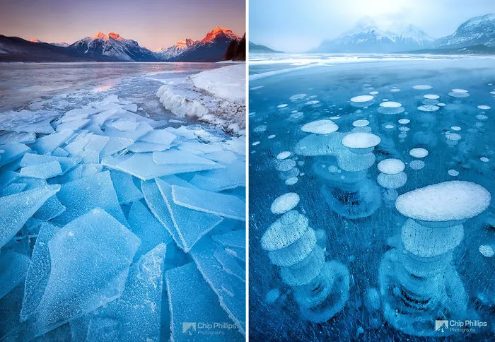 Lake McDonald In Montana, USA &amp; Abraham Lake In Canada