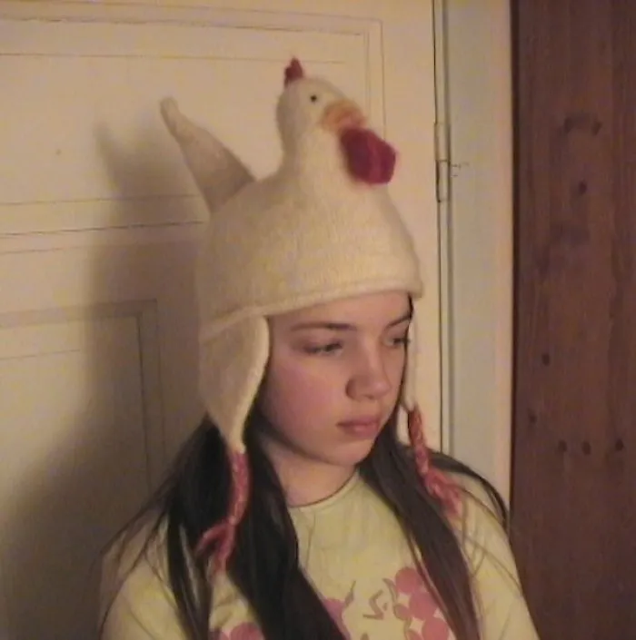 Knitted And Felted Hen Hat