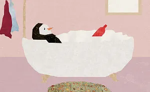 The Story Of A Sad Penguin And His Friend - A Bottle Of Wine