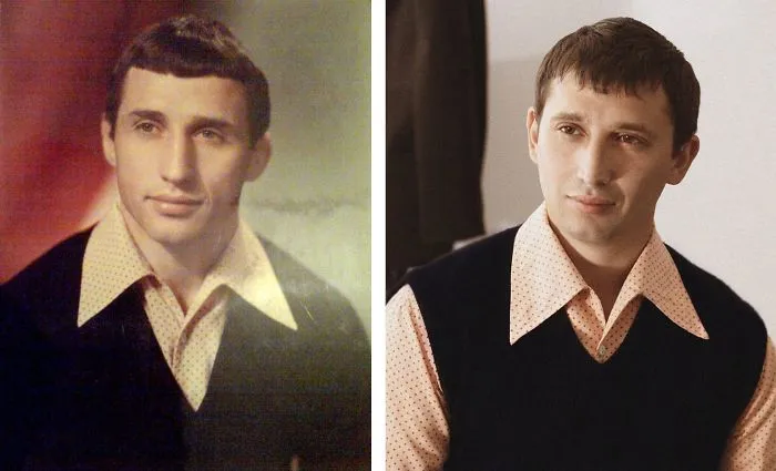 Father And Son. Same Age, Same Shirt.