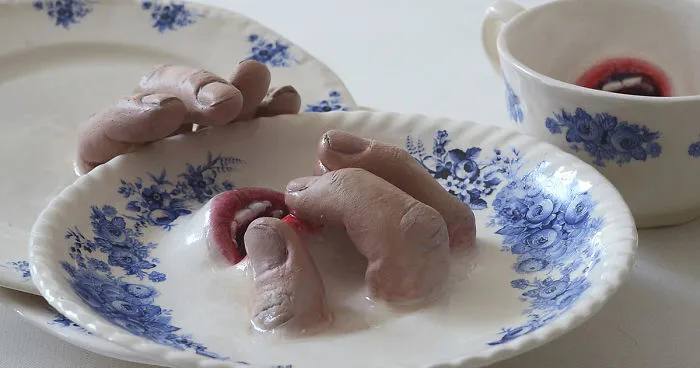 I Bring Ceramics To Life By Adding Fingers And Mouths To Them